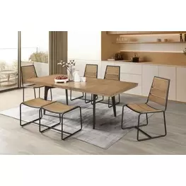 Uptown Light Walnut and Espresso Extendable Rectangular Leg Dining Room Set