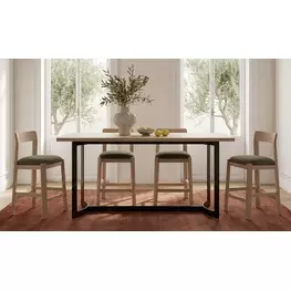 Bent Natural and Black Rectangular Counter Height Dining Room Set