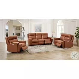 Varden Nutmeg Top Grain Leather Zero Gravity Power Reclining Living Room Set with Power Headrest
