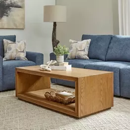 Waterfall Light Oak Rectangular Occasional Table Set with Casters