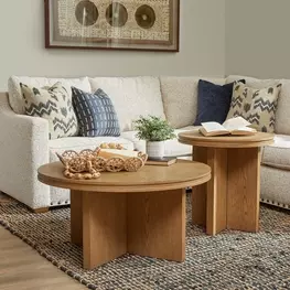 Waterfall Light Oak Round Occasional Table Set