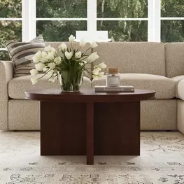 Waterfall Walnut Brown Round Occasional Table Set