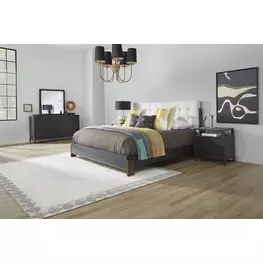 Waterfall Cream and Deep Ebony Performance Fabric Upholstered Panel Bedroom Set