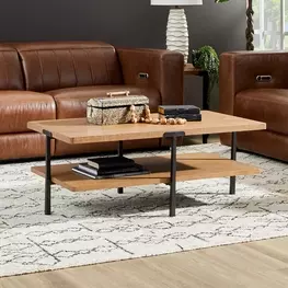 Millwork Rustic Umber and Black Rectangular Occasional Table Set