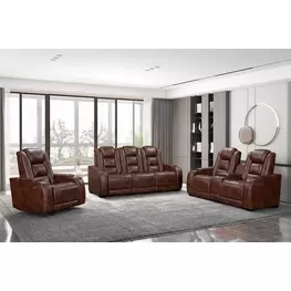 Chester Brown Power Reclining Living Room Set with USB Charging and LED