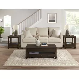 Chad Cherry Rectangular Lift Top Occasional Table Set with Casters