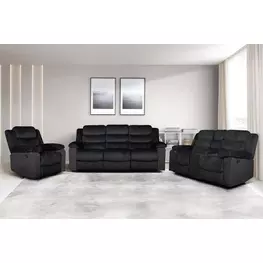Willow Black Living Room Set with Dual Recliner