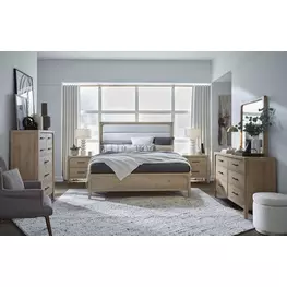 Greenvale Butternut and White Performance Fabric Upholstered Panel Bedroom Set