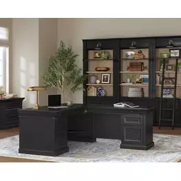 Willow Lane Ebony Black Executive Home Office Set