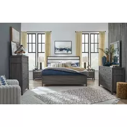 Meadowrise Raisin Black and White Upholstered Panel Bedroom Set