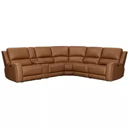 Alpine Lyric Caramel Leather Modular Zero Gravity Power Reclining Sectional with USB Charging
