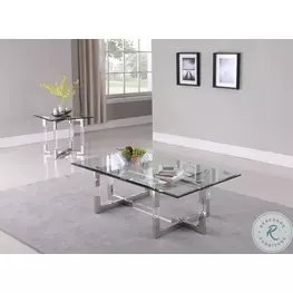Yasmin Clear And Polished Stainless Steel Occasional Table Set