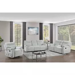 Chablis Mist Gray Reclining Living Room Set with USB Charging