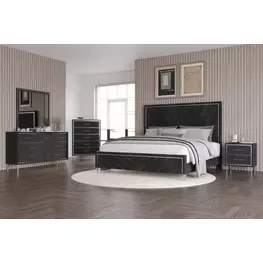 Ava Black Upholstered Panel Bedroom Set