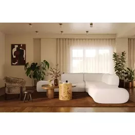 Zenith Cream Upcycled Fabric Modular Sectional