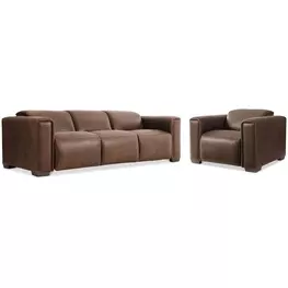 Billings Brown Leather Power Reclining Living Room Set