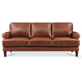 Soleil Brandy Leather 80" Sofa