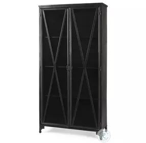 Poppy Black Metal And Glass Door Display Cabinet