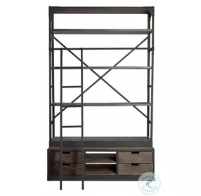 Brodie Brown And Gunmetal Ladder 4 Shelf 57" Shelving Unit