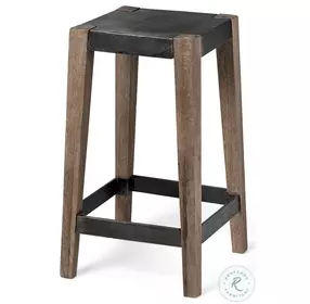 Nell Brown Wood And Black Metal Counter Height Stool