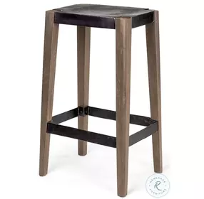Nell Brown Wood And Black Metal Bar Stool