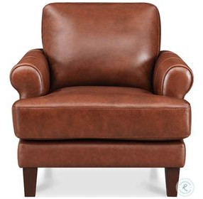 Soleil Brandy Leather Upholstered Lounge Chair