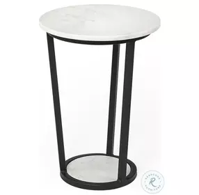 Bombola White Marble And Black Metal Small Accent Table