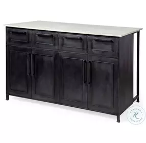 Fieri White Marble And Black 4 Drawer Kitchen Island