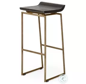 Givens Brown Wood And Gold Metal Bar Stool