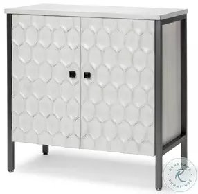 Savannah White Fir Veneer And Gray Metal 2 Door Accent Cabinet