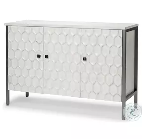 Savannah White Fir Veneer And Gray Metal 3 Door Accent Cabinet