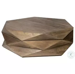 Arreto Medium Brown Hexagonal Hinged Storage Large Coffee Table