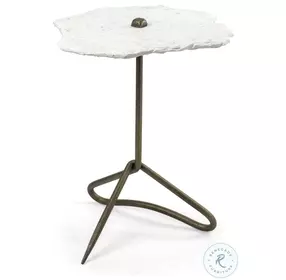 Pinera Irregular White Marble And Gold Metal Accent Table
