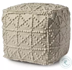 Leroy Cream Wool Square Pouf