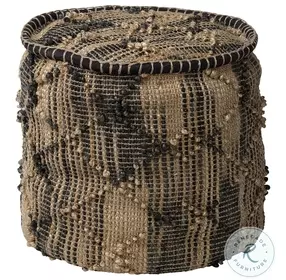Riley Tan Jute Popcorn Stich Cylindrical Pouf