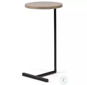 Ballatine Brown Wood And Black Metal Round Accent Table