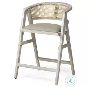 Tabitha Beige Fabric And Blonde Wood Counter Height Stool