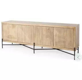 Cairo Brown Solid Wood 4 Door Cabinet Sideboard