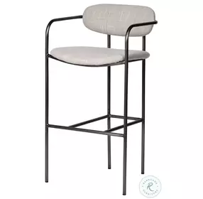 Parker Beige Fabric And Gray Metal Bar Stool