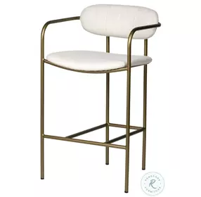 Parker Cream Fabric And Gold Metal Counter Height Stool