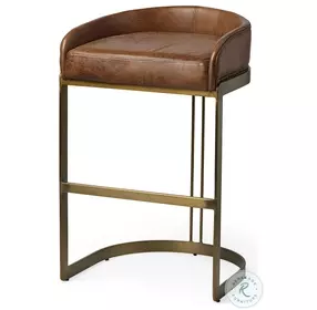 Hollyfield Brown Leather Bar Stool