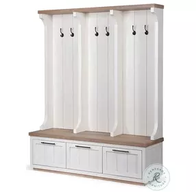 Fairview White And Brown Wood Storage Hall Tree