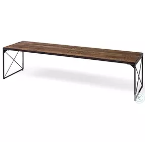Trestman Medium Brown Wood And Black Iron Bench