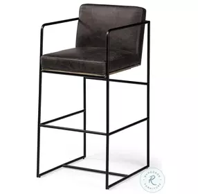 Stamford Black Leather Bar Stool