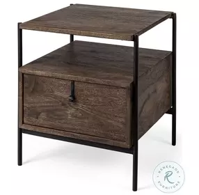 Glenn Dark Brown Wood And Black Iron Side Table
