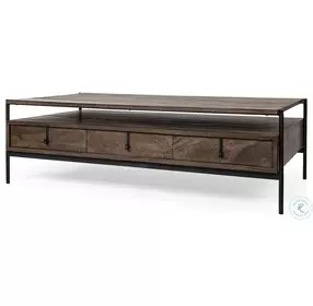 Glenn Dark Brown Wood And Black Iron Coffee Table