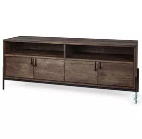 Glenn Dark Brown Wood And Black Iron TV Stand