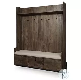 Glenn Cream Fabric And Dark Brown Wood Hall Tree