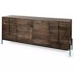 Glenn Dark Brown Wood And Black Iron 2 Door Cabinet Sideboard