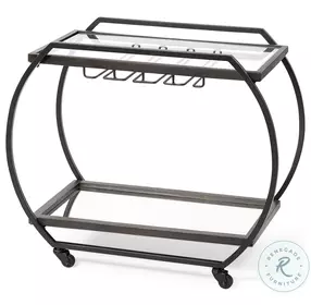 Chriselle Black And Glass Two Tier Bar Cart